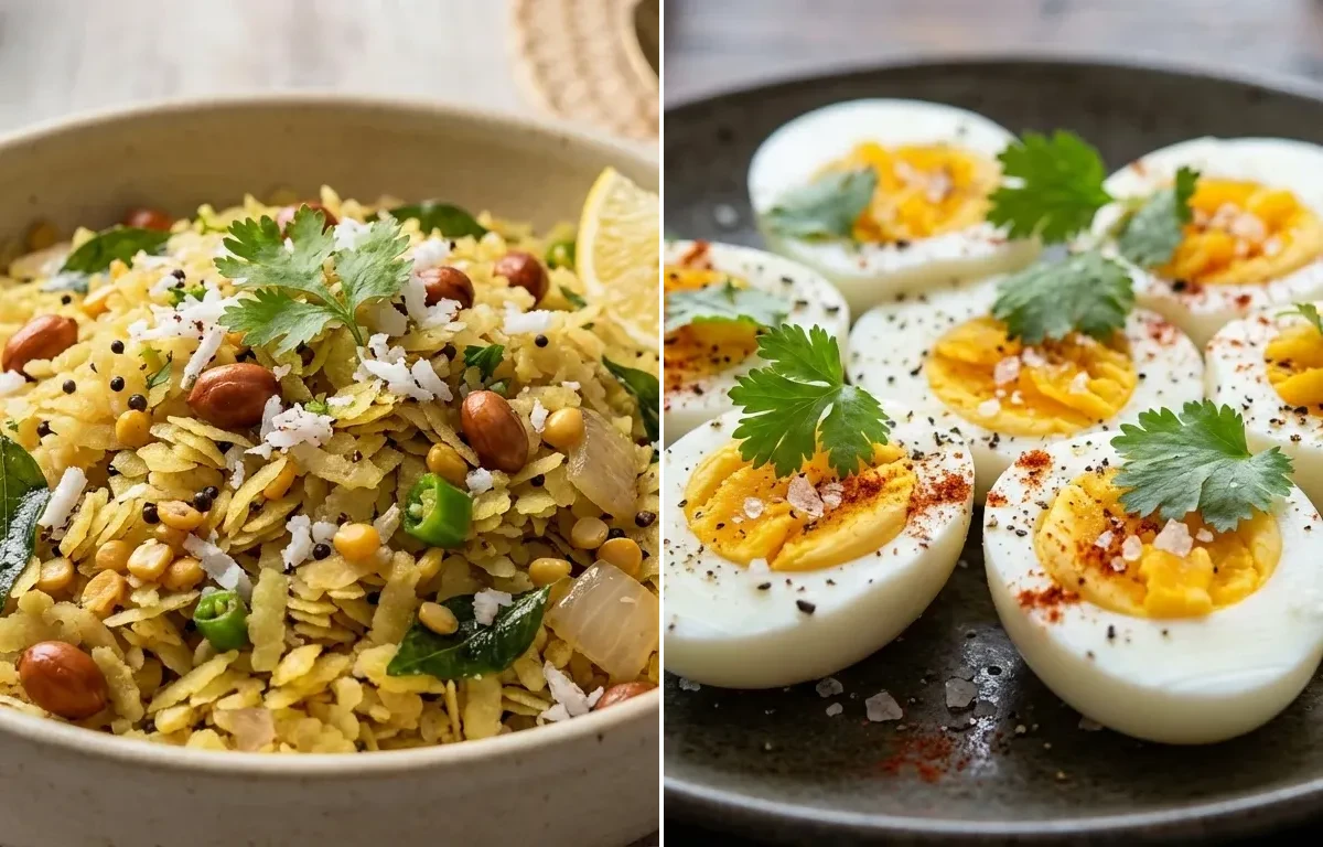 Avalakki Upma with Boiled Egg