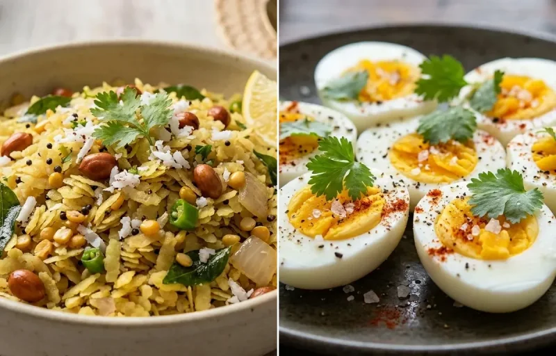 Avalakki Upma with Boiled Egg