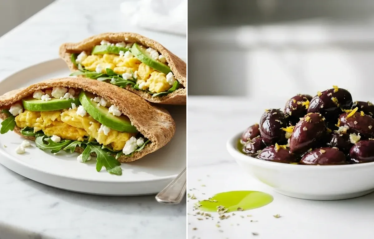 Avocado Egg Stuffed Pita with Feta and Arugula