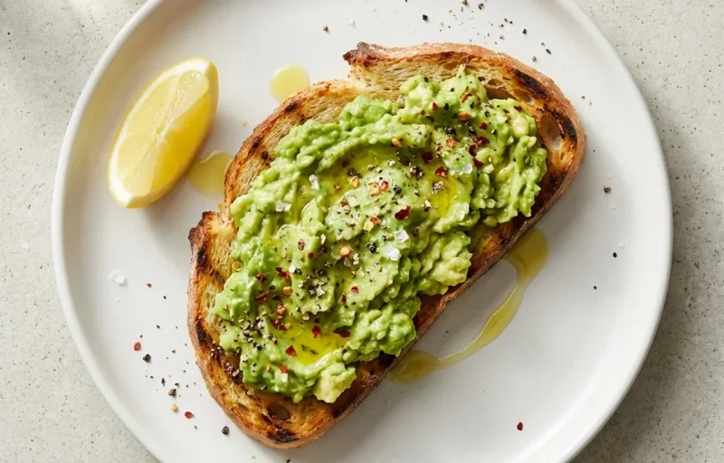 Avocado Toast with Pear Slices and Oatmeal