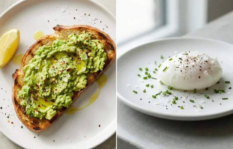 Orange with Avocado Toast and Poached Eggs
