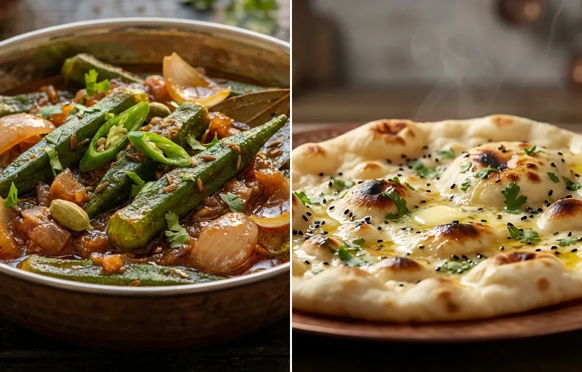 Awadhi Bhindi Do Pyaza with Butter Naan
