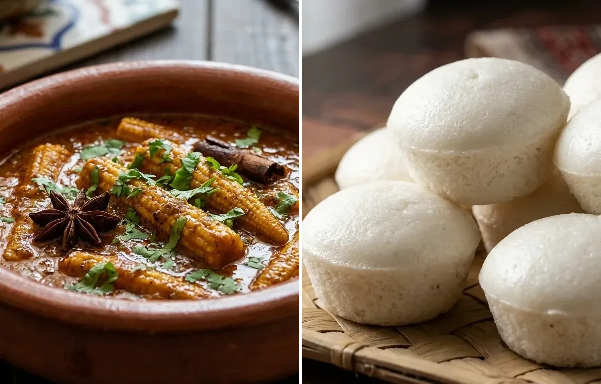 Baby Corn Xacuti with Goan Sannas