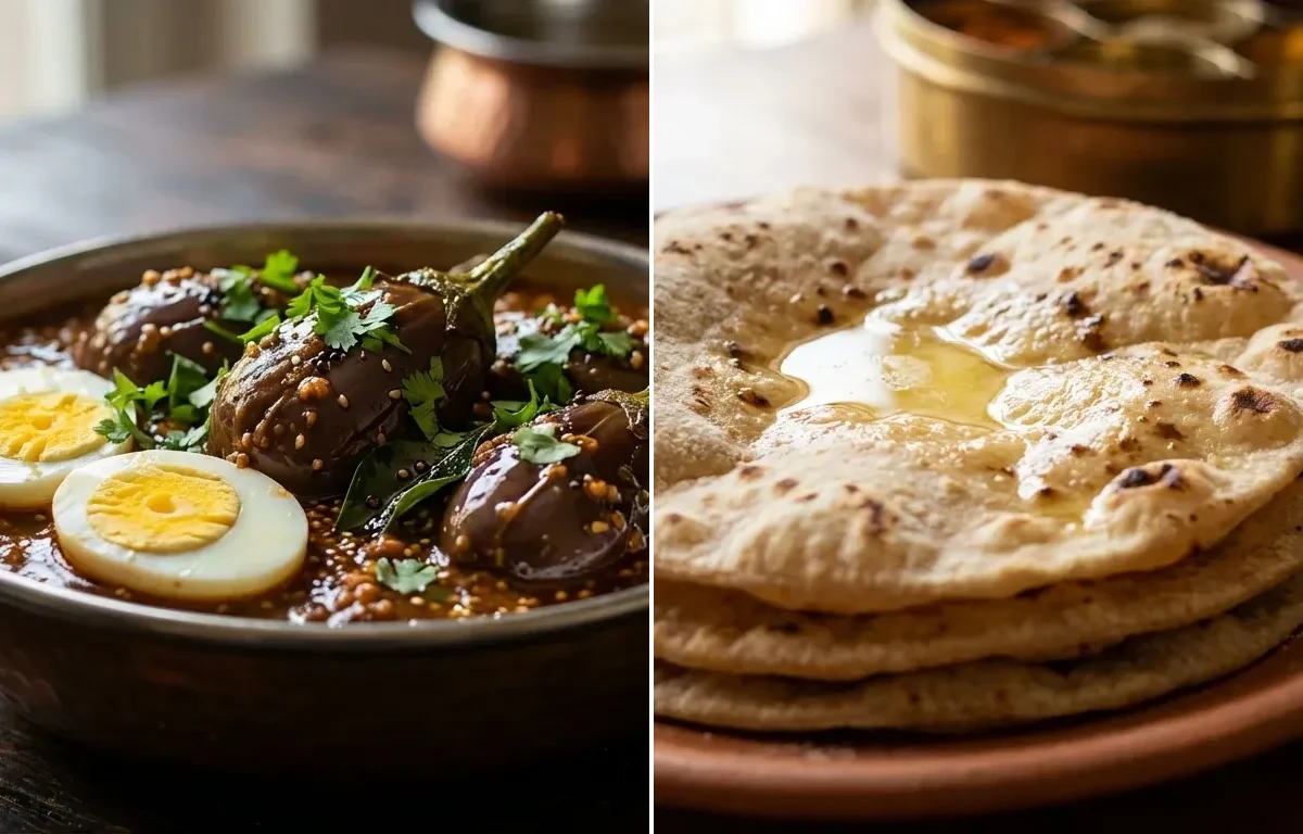 Bagara Baingan with Egg with Roti