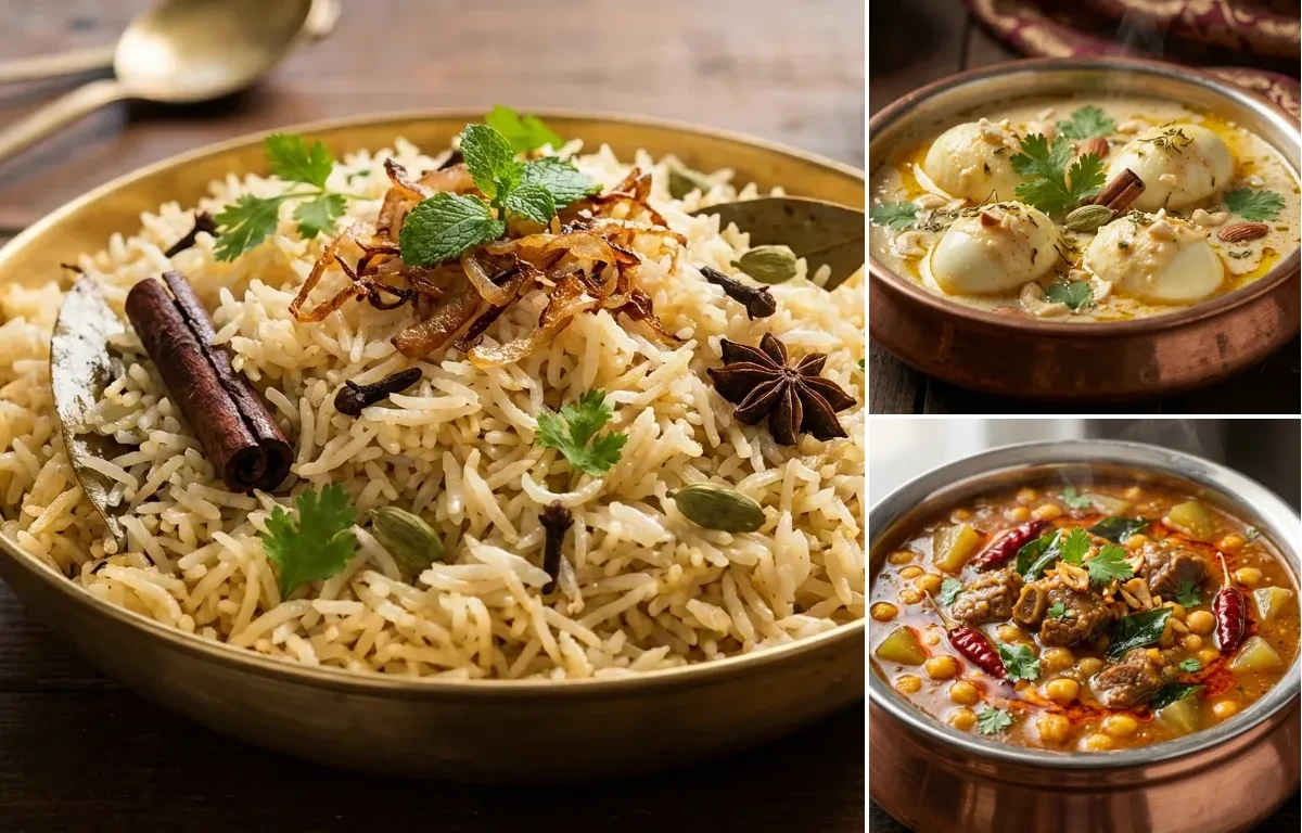 Bagara Rice with Egg Korma and Hyderabadi Mutton Dalcha