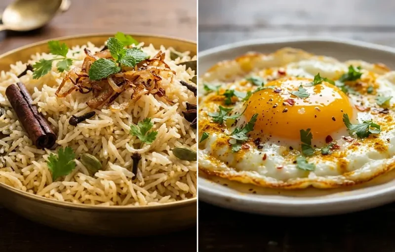 Bagara Rice with Fried Egg