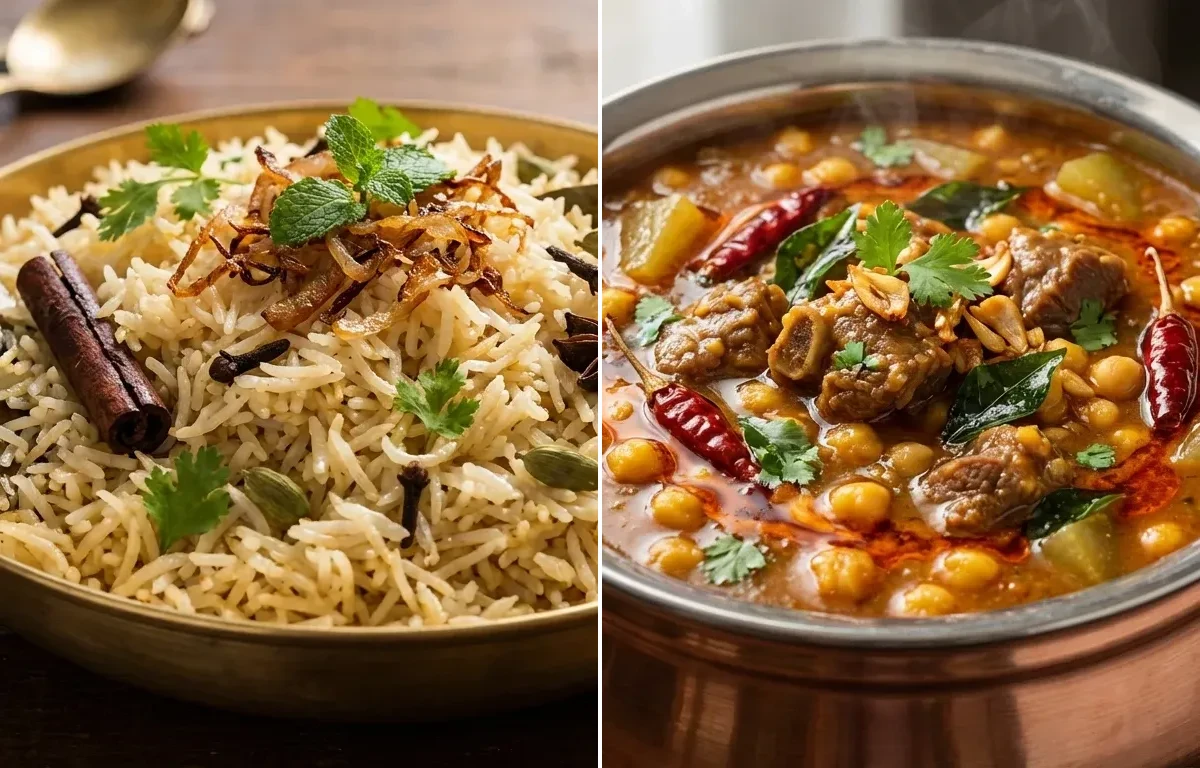 Bagara Rice with Hyderabadi Mutton Dalcha