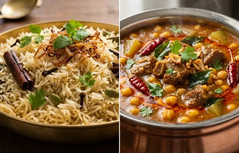 Bagara Rice with Hyderabadi Mutton Dalcha