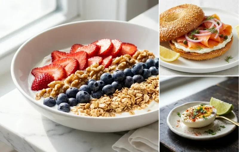 Bagel with Cream Cheese with Yogurt with Berries and Granola