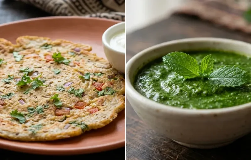 Bajra Cheela with Mint Chutney