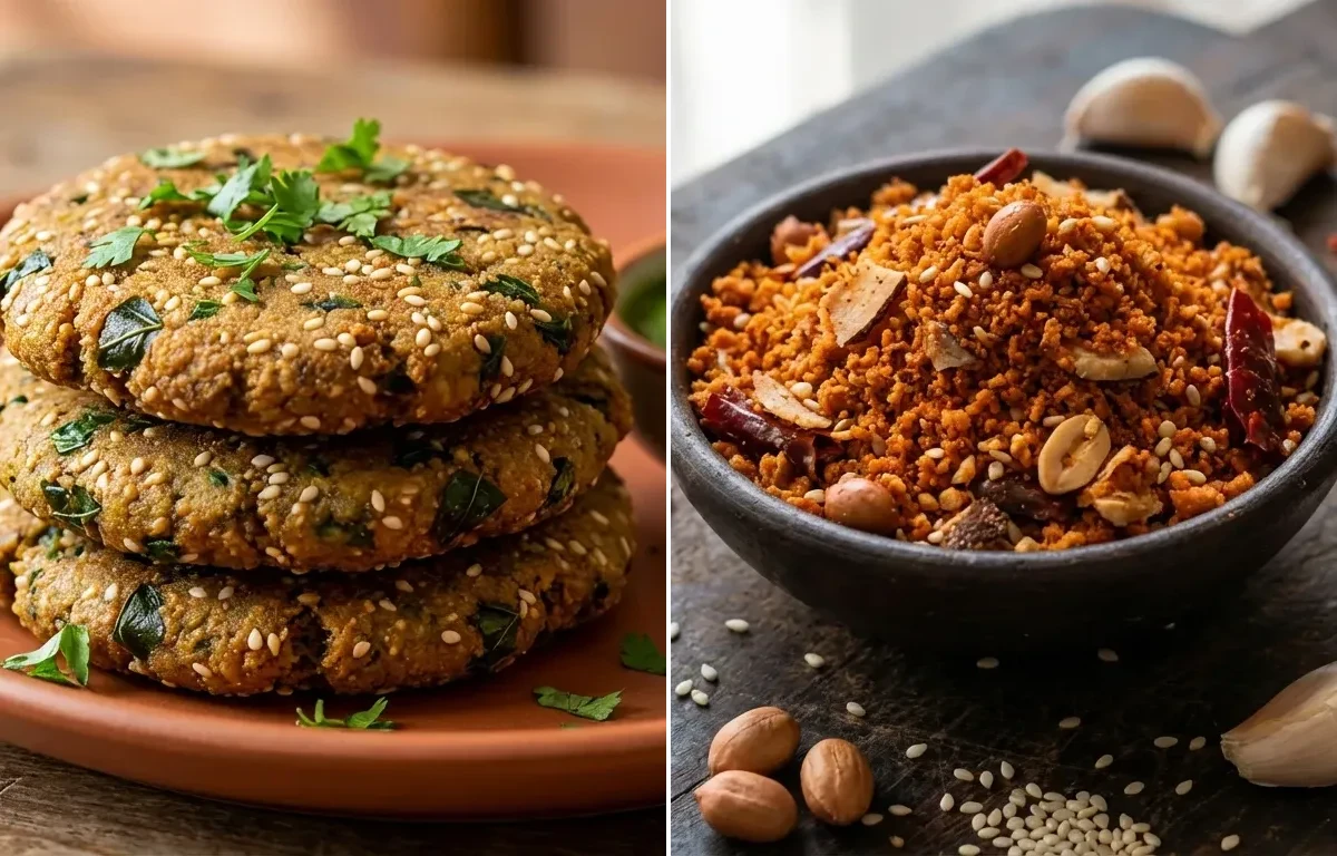 Bajra Methi Vada with Dry Garlic Chutney