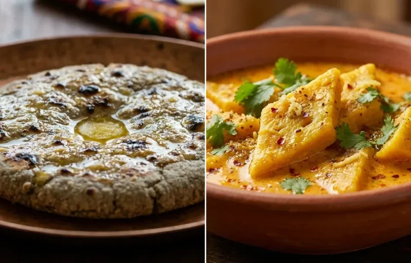 Bajra Roti with Pitod ki Sabzi