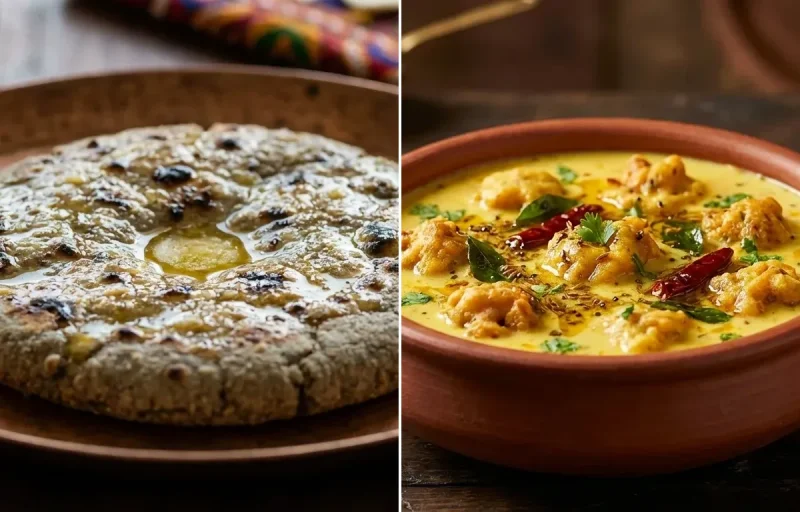 Bajra Roti with Punjabi Kadhi Pakora