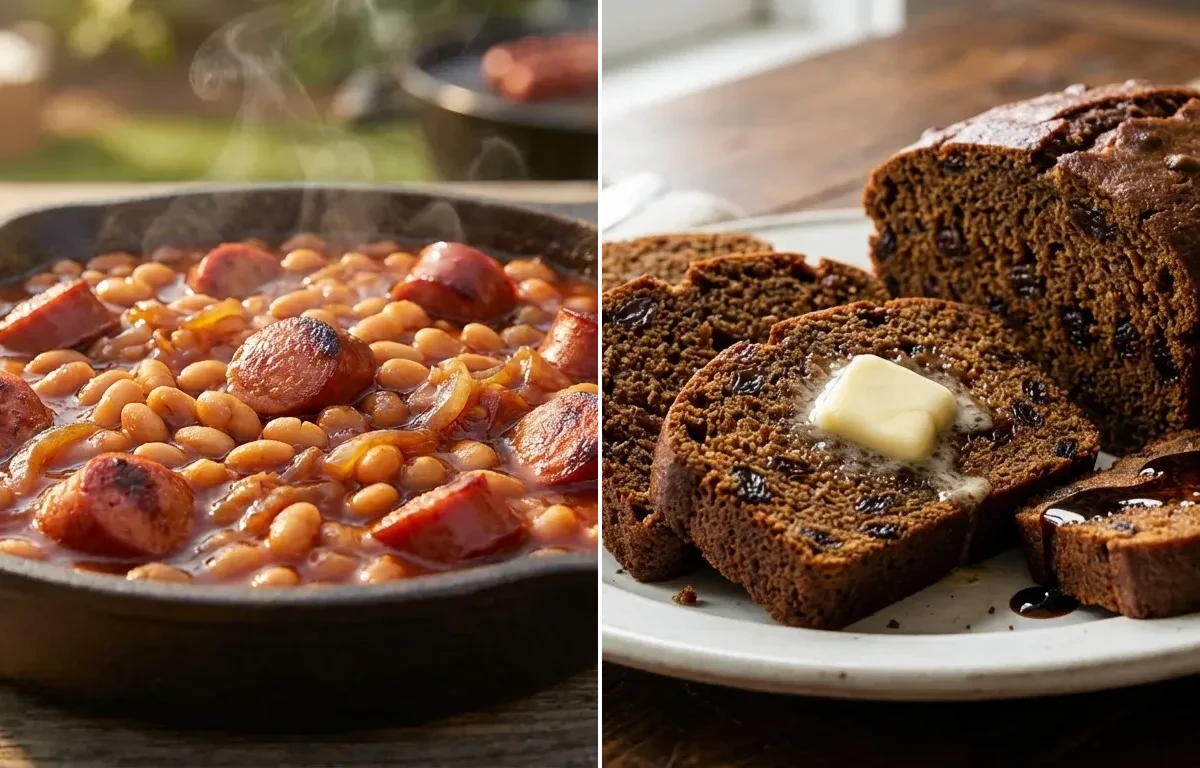Baked Beans and Franks with Boston Brown Bread