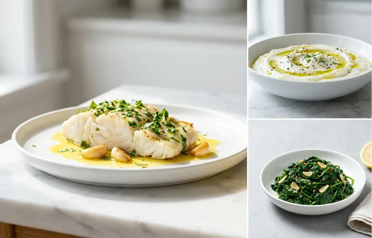 Baked Cod with Herbs with Mashed Cauliflower