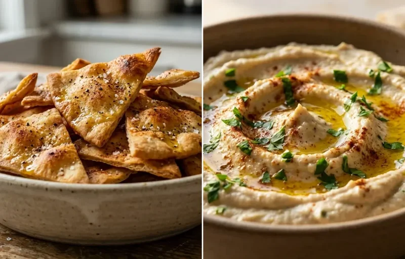 Baked Pita Chips with Baba Ghanoush