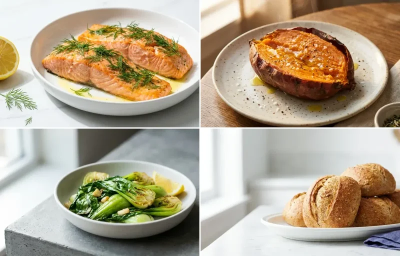 Baked Salmon with Baked Sweet Potato