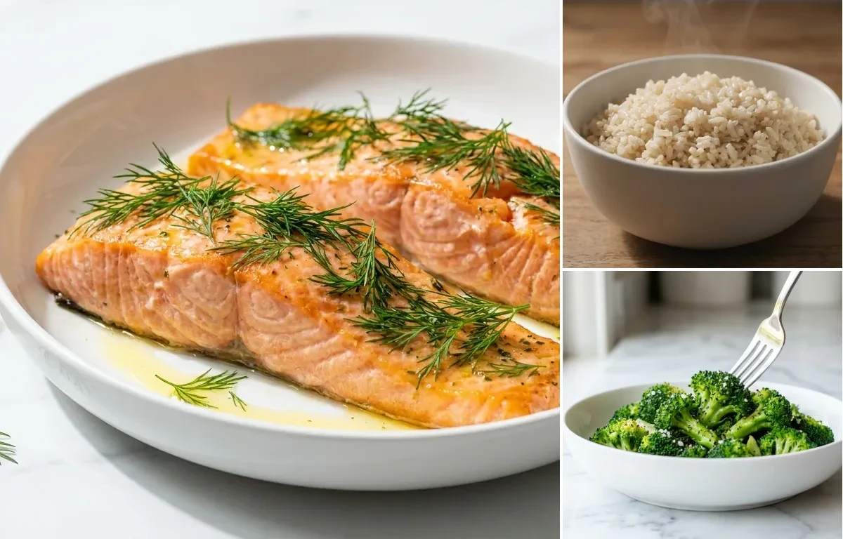 Baked Salmon with Frozen Broccoli