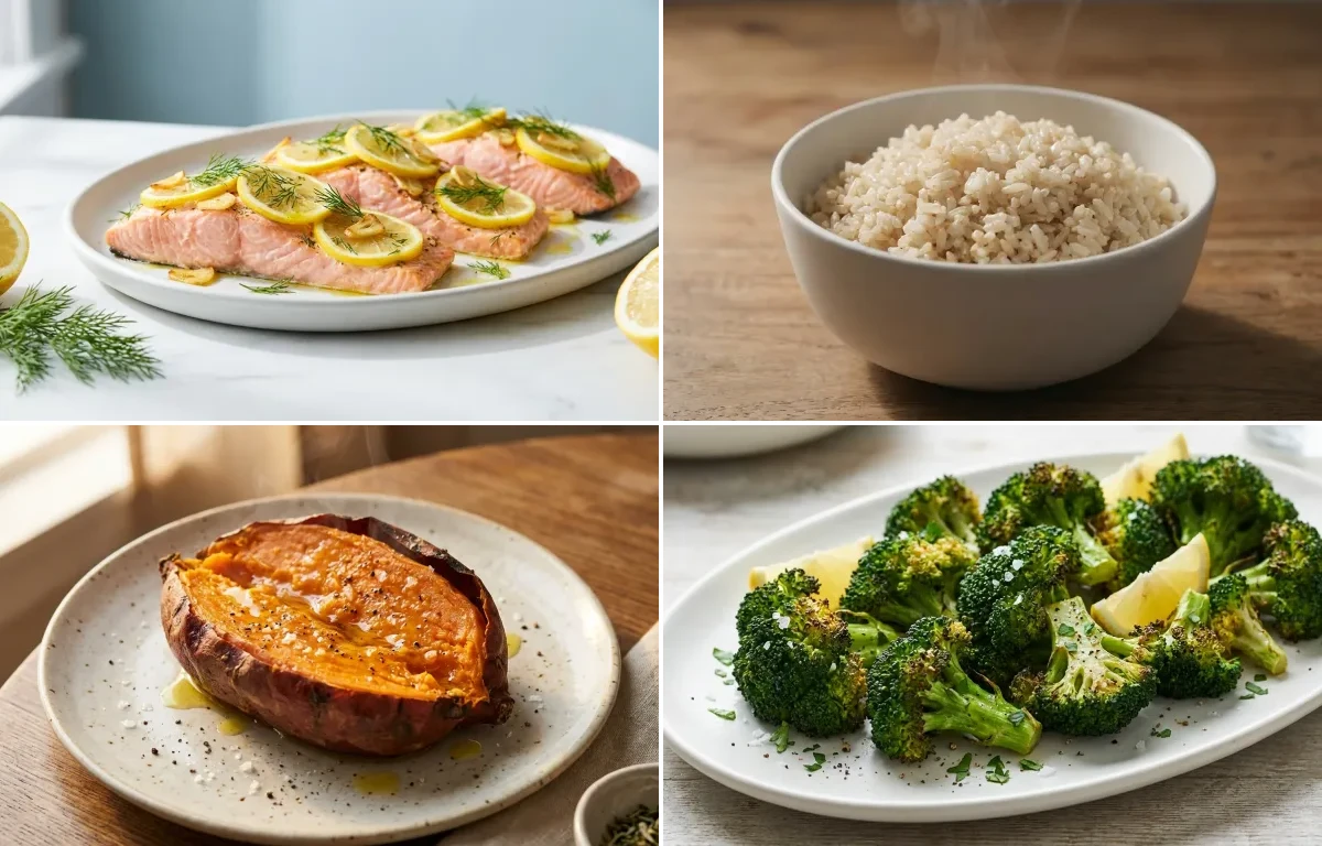 Baked Salmon with Lemon and Dill with Baked Sweet Potato