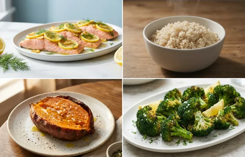 Baked Salmon with Lemon and Dill with Baked Sweet Potato