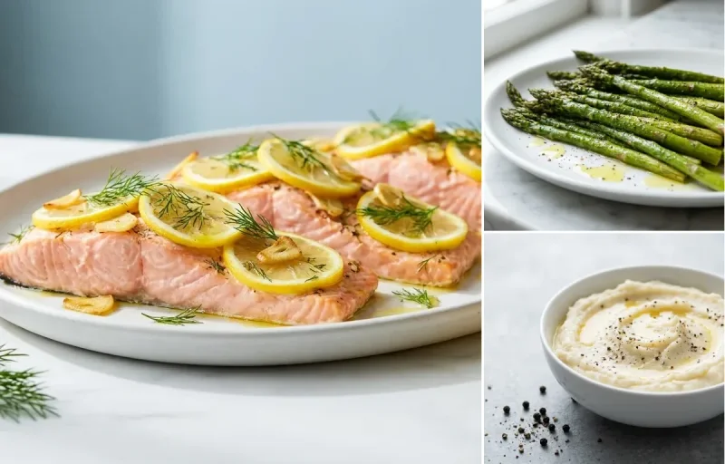 Baked Salmon with Lemon and Dill with Cauliflower Mash with Ghee