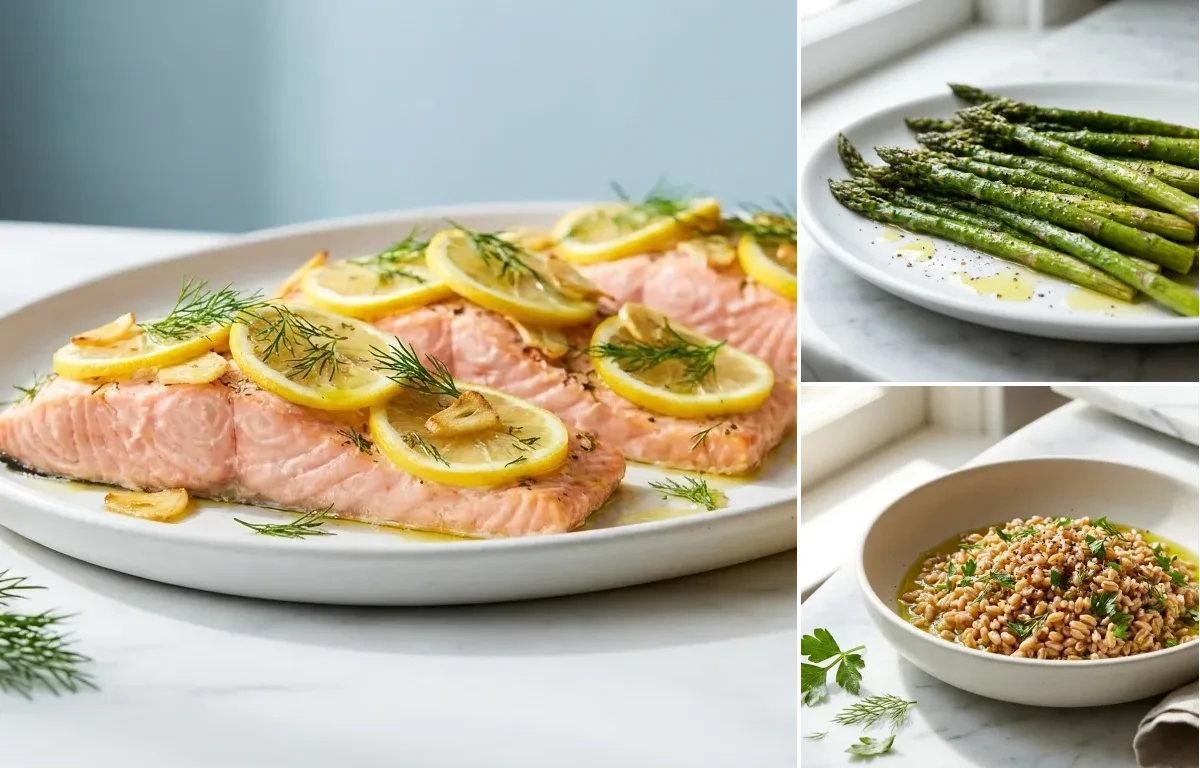 Baked Salmon with Lemon and Dill with Roasted Asparagus Mediterranean Diet