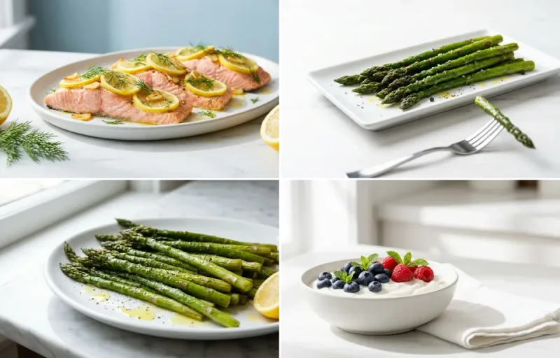Baked Salmon with Lemon and Dill with Roasted Asparagus Prediabetes Low GL