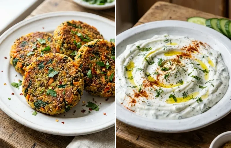 Baked Veggie Patties with Simple Yogurt Dip