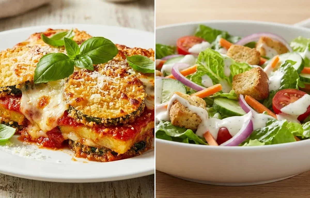 Baked Zucchini Parmesan with Side Salad