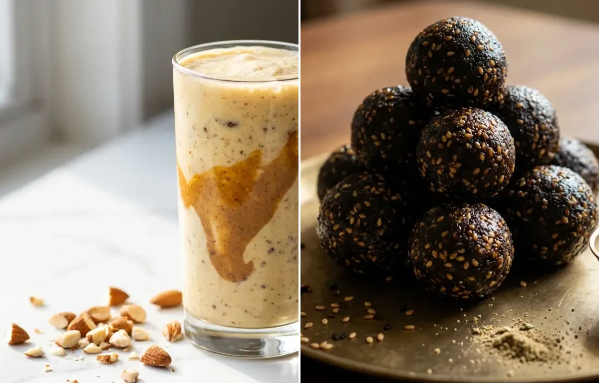 Banana Almond Smoothie with Ellu Urundai