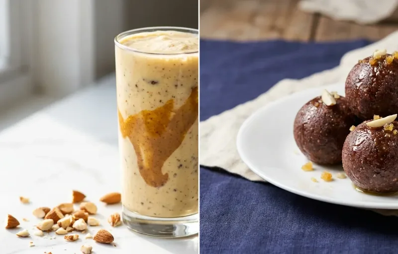 Banana Almond Smoothie with Ragi Laddu
