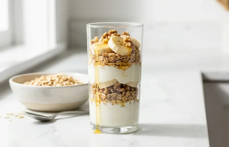 Banana Walnut Yogurt Parfait with Oats