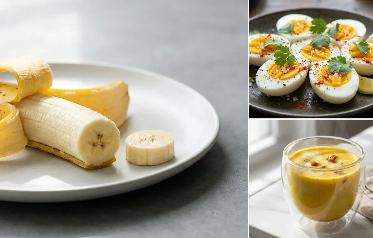Banana with Boiled Egg with Milk