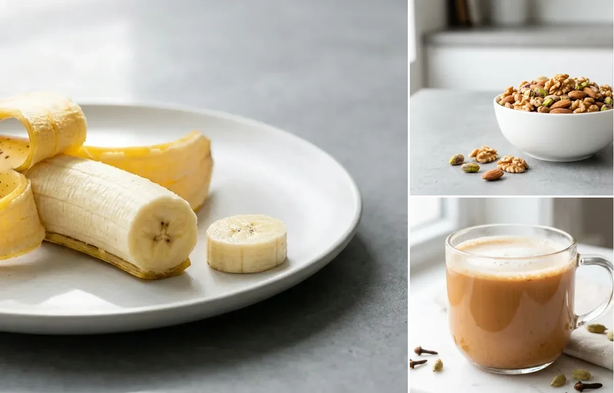 Banana with Mixed Nuts with Masala Chai