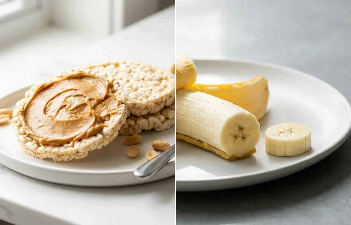 Banana with Rice Cakes with Peanut Butter