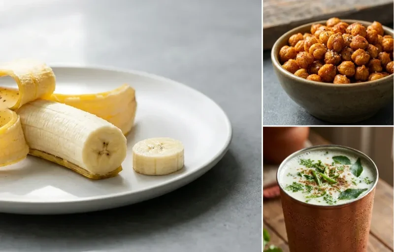Banana with Roasted Chickpeas with Chaas