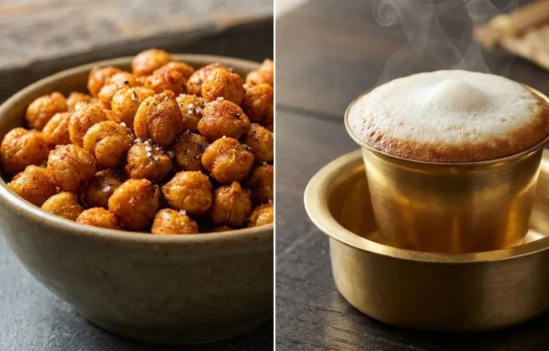 Banana with Roasted Chickpeas with Filter Coffee