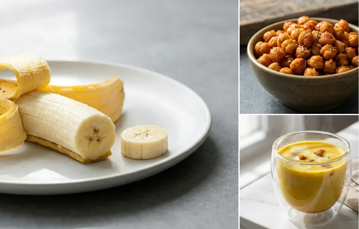 Banana with Roasted Chickpeas with Milk