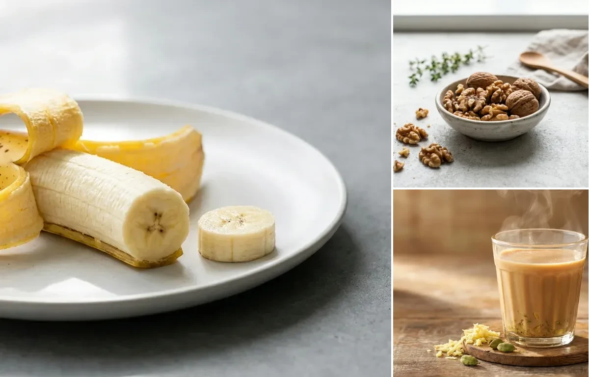 Banana with Walnuts Small Portion with Ginger Tea