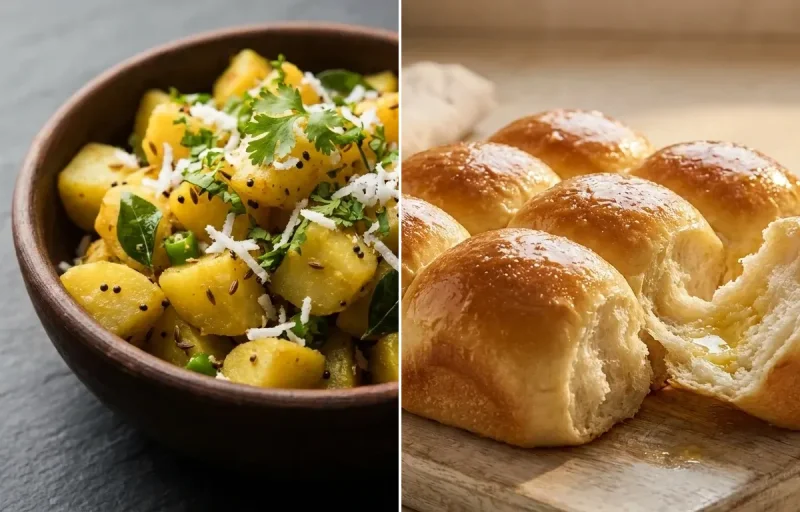 Batata Sukhi Bhaji with Ladi Pav