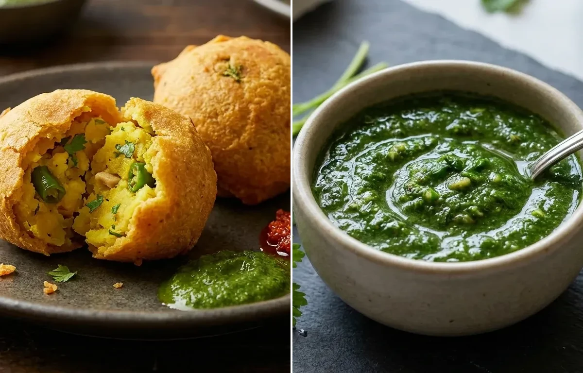 Batata Vada with Coriander Mint Chutney