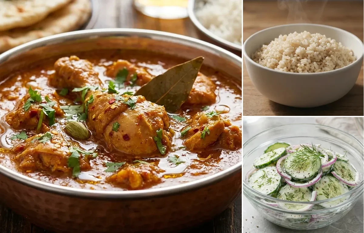 Chicken Curry with Brown Rice and Cucumber Salad