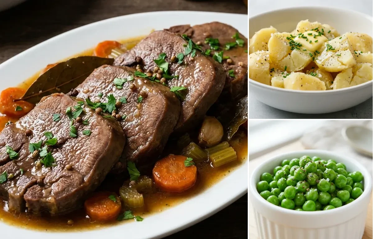Beef Tongue with Boiled Potatoes and Steamed Peas