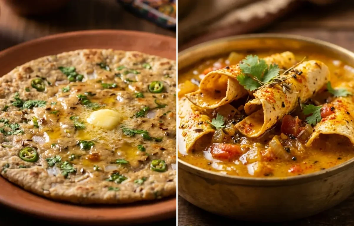 Bejar ki Roti with Papad ki Sabzi