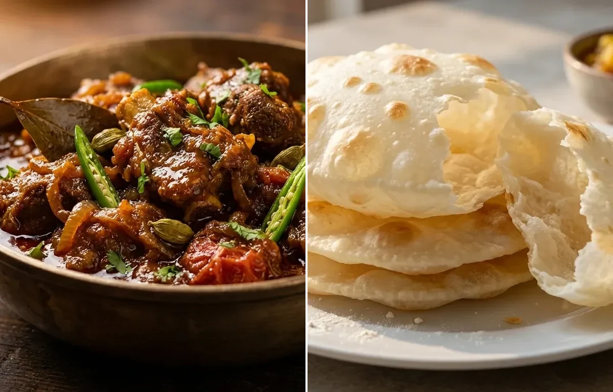 Bengali Kosha Mangsho with Bengali Luchi