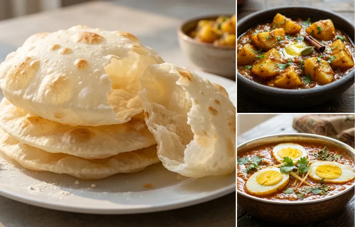 Bengali Luchi with Bengali Aloo Kassa and Anda Curry