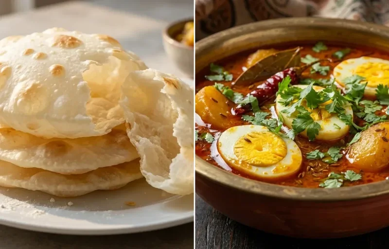 Bengali Luchi with Aloo Anda Jhola