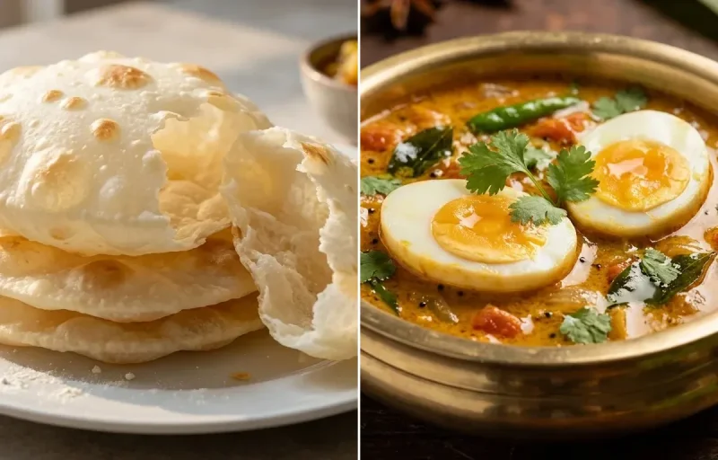 Bengali Luchi with Kerala Duck Egg Curry