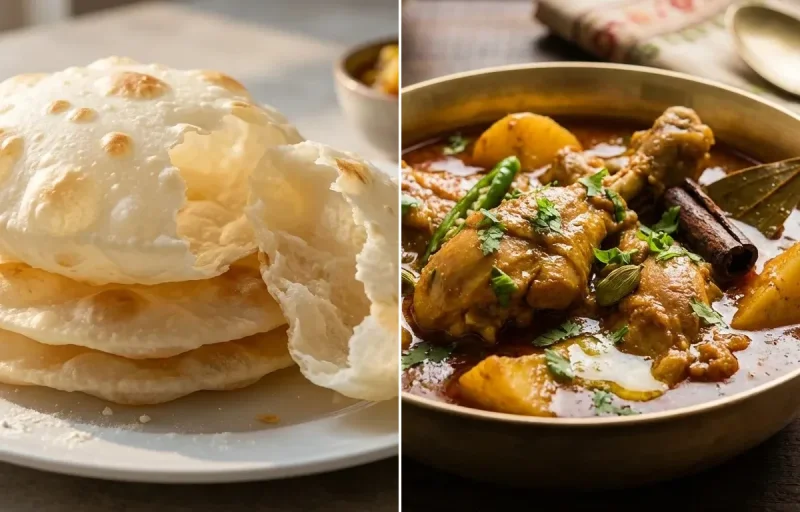 Bengali Luchi with Murgir Jhol