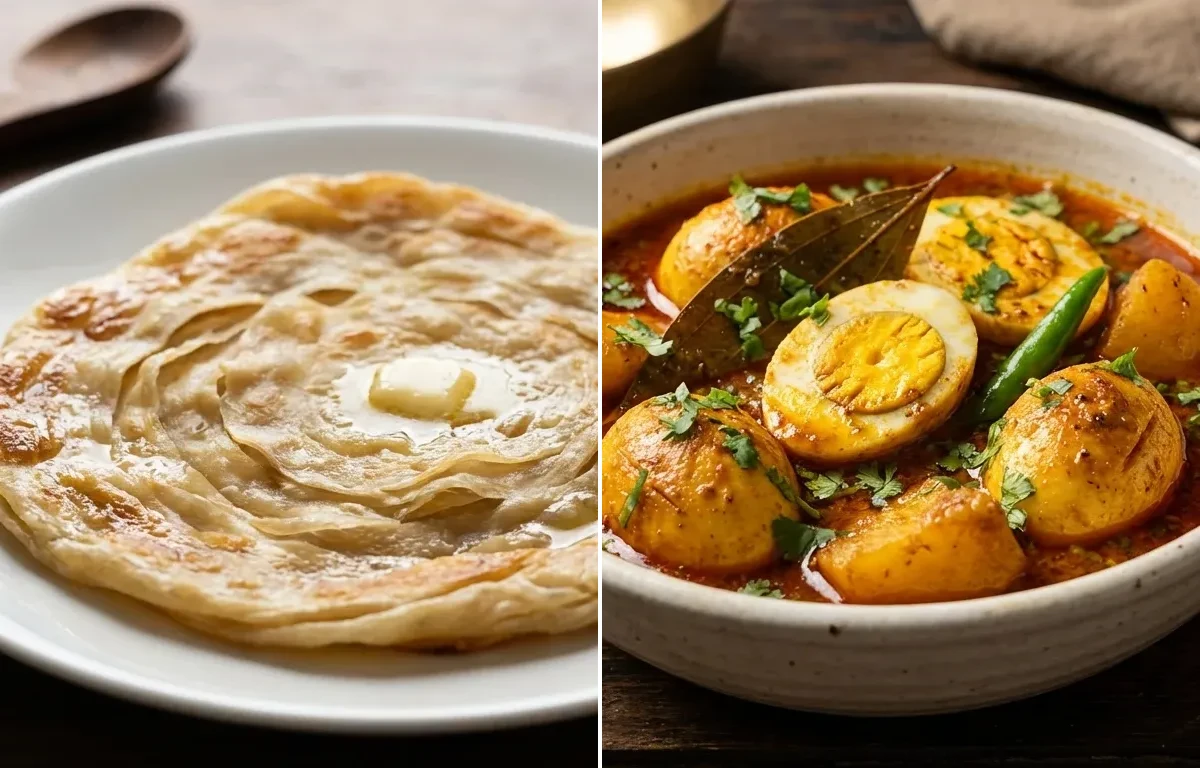 Bengali Porota with Dim er Dalna